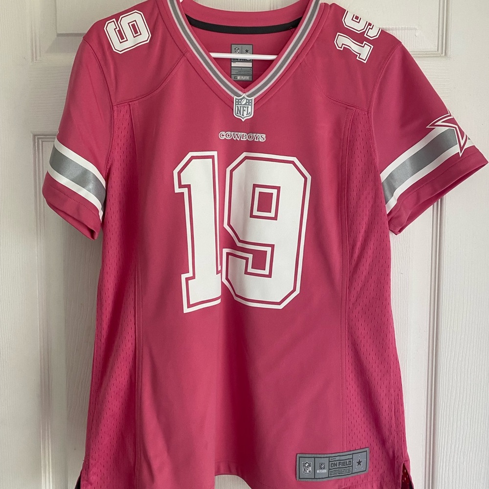NFL Dallas cowboys Ladies large pink authentic team jersey shirt #19 Austin